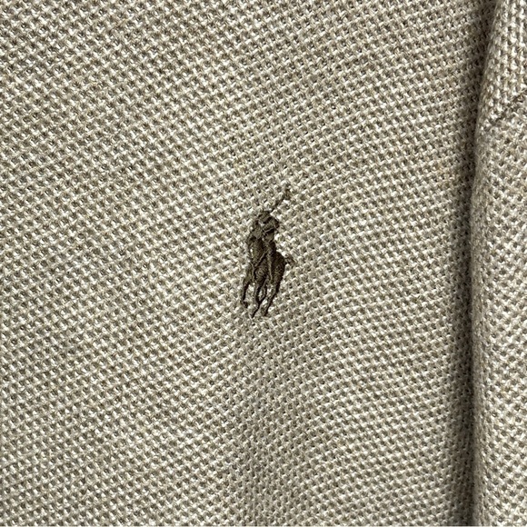 Polo Ralph Lauren Pima Cotton XL Quarter Zip Waffle Knit Sweater Beige Tan Brown - Picture 2 of 9